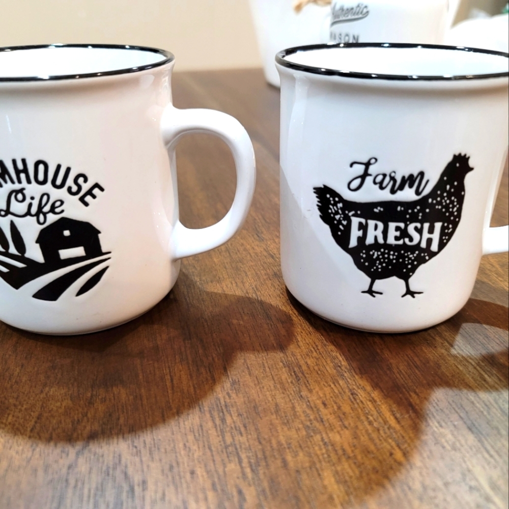 Farmhouse ceramic coffer mugs